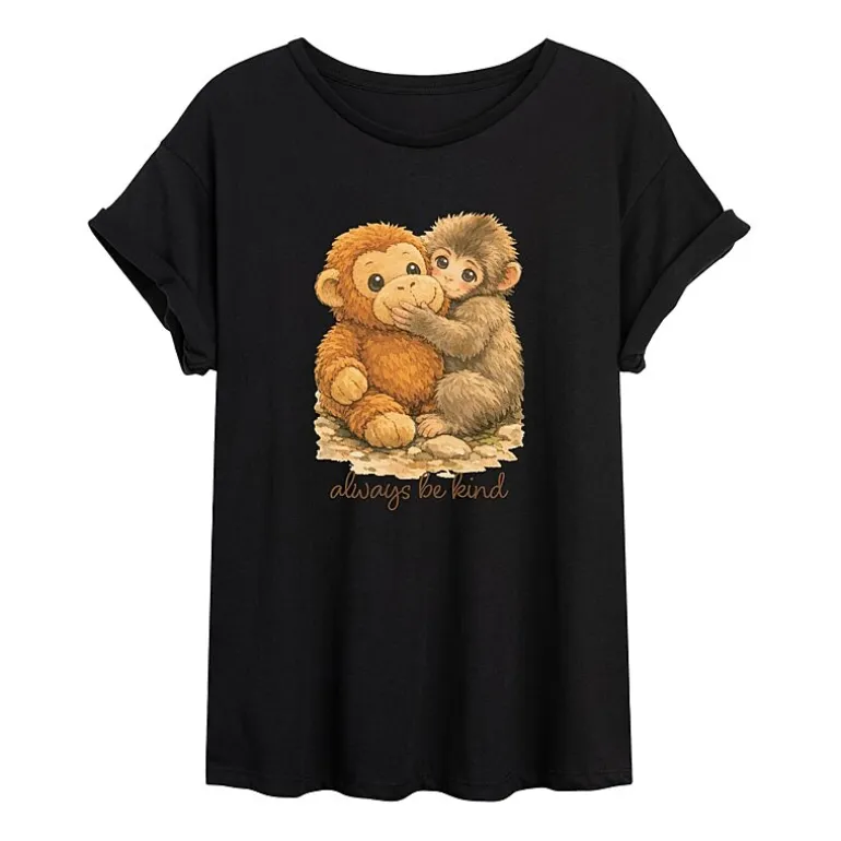 Womens Juniors Crew Neck Short Sleeve Oversized Graphic T-Shirt