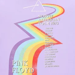 Womens Juniors Crew Neck Short Sleeve Oversized Pink Floyd Graphic T-Shirt