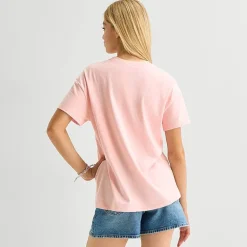Womens Juniors Crew Neck Short Sleeve Loose Fit Tinker Bell Graphic T-Shirt