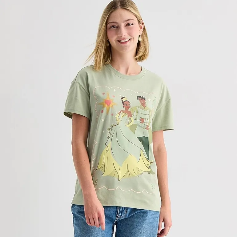 Womens Juniors Crew Neck Short Sleeve Regular Fit Princess & The Frog Graphic T-Shirt