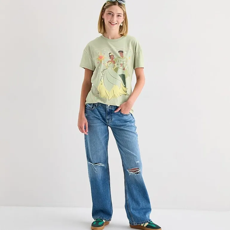 Womens Juniors Crew Neck Short Sleeve Regular Fit Princess & The Frog Graphic T-Shirt