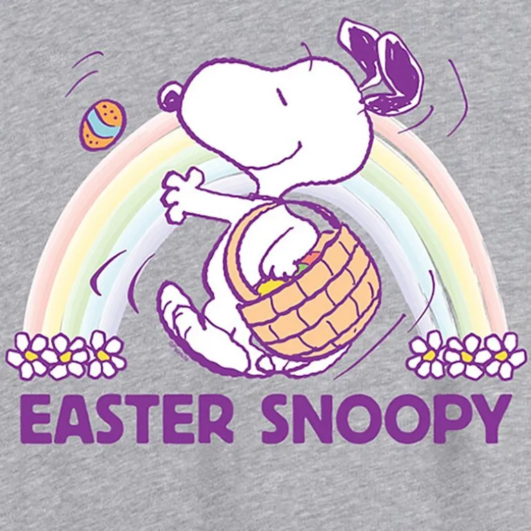 Womens Juniors Scoop Neck Short Sleeve Oversized Peanuts Snoopy Graphic T-Shirt