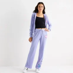 Womens Juniors Straight Mid Rise Hello Kitty Pull-On Pant
