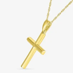 Womens 10K Gold Cross 18 Inch Pendant Necklace