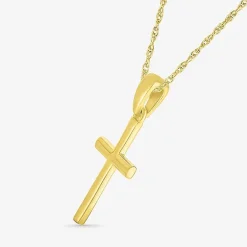 Womens 10K Gold Cross 18 Inch Pendant Necklace