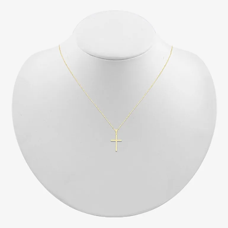 Womens 10K Gold Cross 18 Inch Pendant Necklace