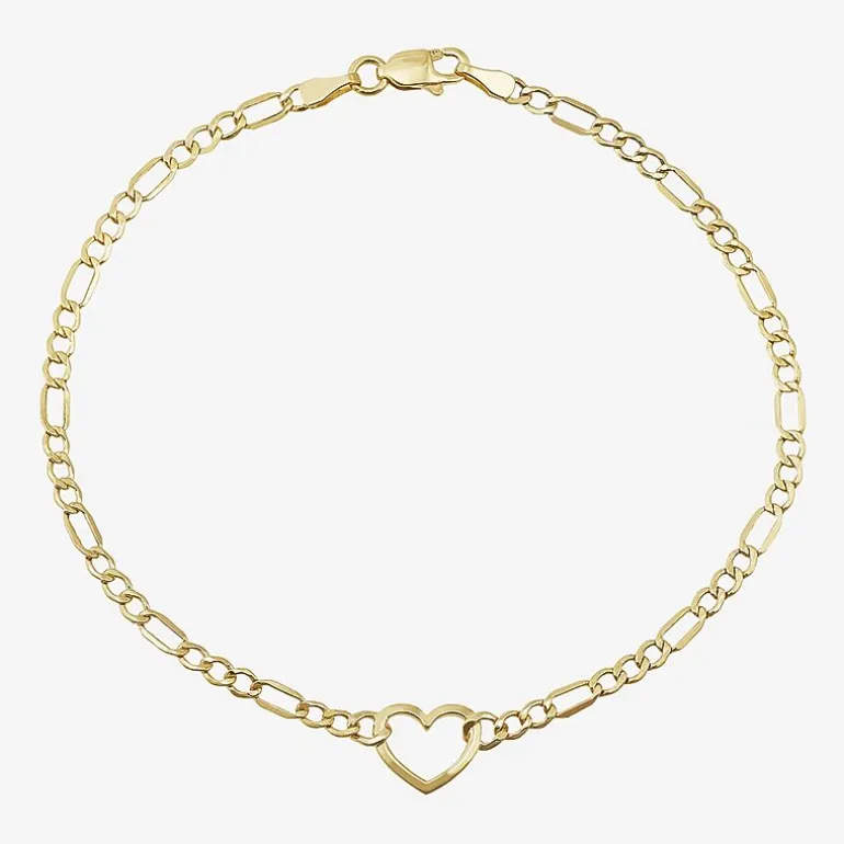 Womens 14K Gold Heart Charm Bracelet