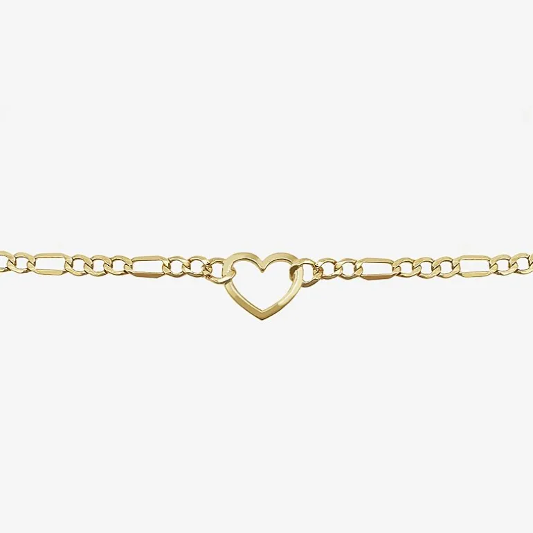 Womens 14K Gold Heart Charm Bracelet