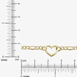 Womens 14K Gold Heart Charm Bracelet