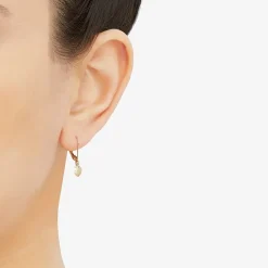 Womens 14K Gold Heart Drop Earrings
