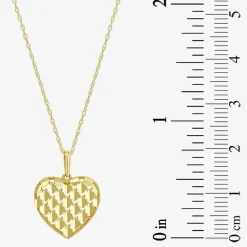 Womens 10K Gold Heart 18 Inch Pendant Necklace
