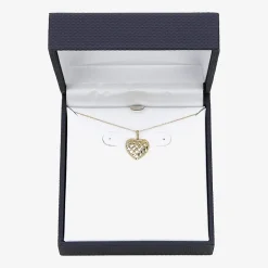 Womens 10K Gold Heart 18 Inch Pendant Necklace