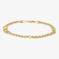 Womens 10K Gold Hollow Heart 7.5 Inch Link Bracelet