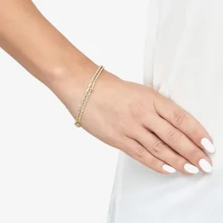 Womens 10K Gold Hollow Heart 7.5 Inch Link Bracelet