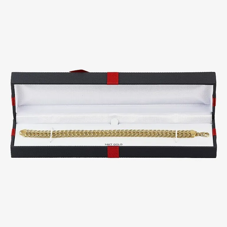 Womens 10K Gold Hollow Link Chain Bracelet