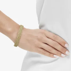 Womens 14K Gold Hollow Link Chain Bracelet