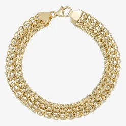 Womens 14K Gold Hollow Link Chain Bracelet