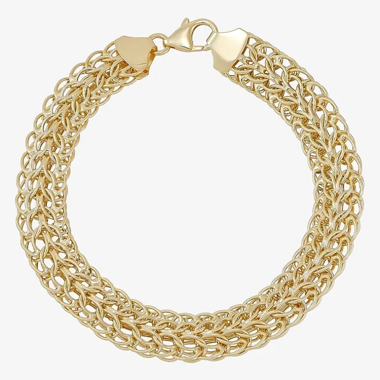 Womens 14K Gold Hollow Link Chain Bracelet