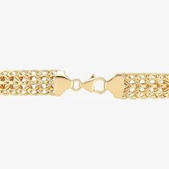 Womens 14K Gold Hollow Link Chain Bracelet