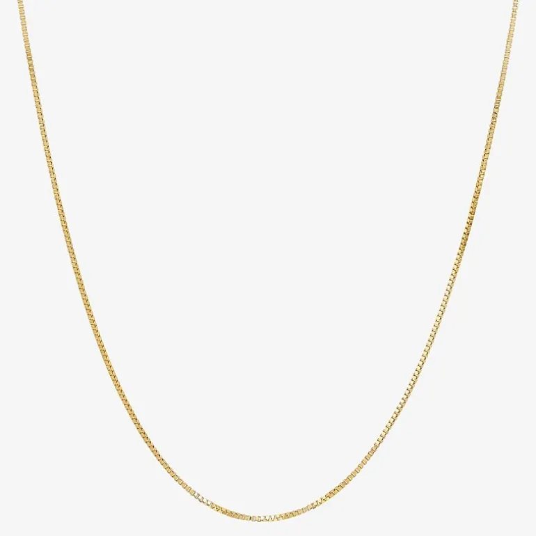 Womens 10K Gold 18 Inch Box Chain Necklace