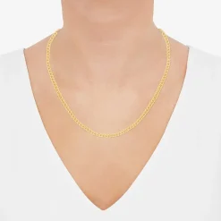 Womens 14K Gold 20 Inch Cuban Chain Necklace