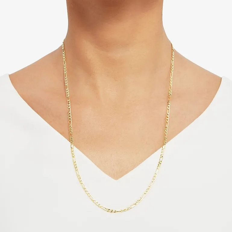 Womens 14K Gold 24 Inch Figaro Chain Necklace