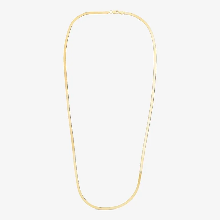 Womens 14K Gold 16 Inch Herringbone Chain Necklace
