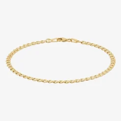 Womens 14K Gold 7.5 Inch Hollow Chain Bracelet