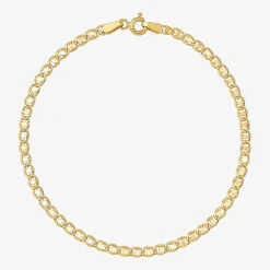 Womens 14K Gold 7.5 Inch Hollow Chain Bracelet