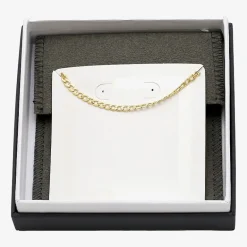 Womens 10K Gold 9 Inch Hollow Curb Ankle Bracelet