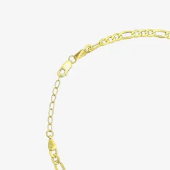Womens 10K Gold 9 Inch Hollow Figaro Ankle Bracelet