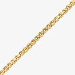 Womens 14K Gold 10 Inch Hollow Link Ankle Bracelet