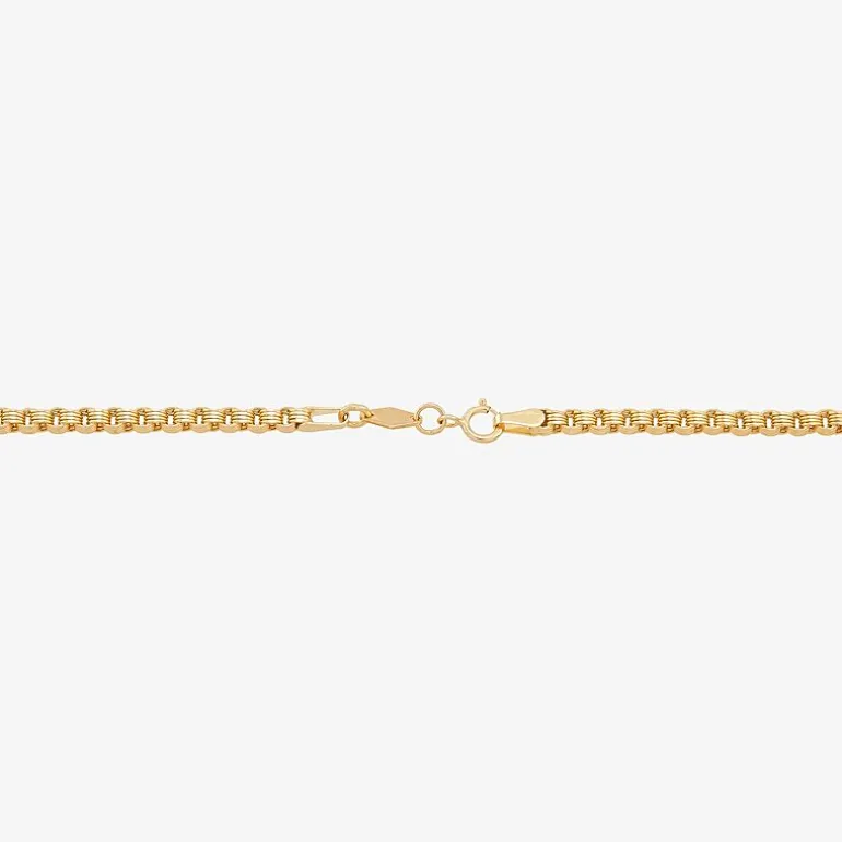 Womens 14K Gold 10 Inch Hollow Link Ankle Bracelet