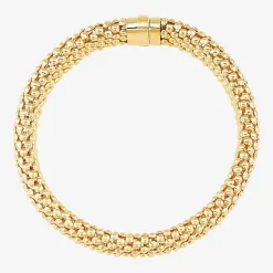 Womens 14K Gold 7.25 Inch Hollow Popcorn Chain Bracelet