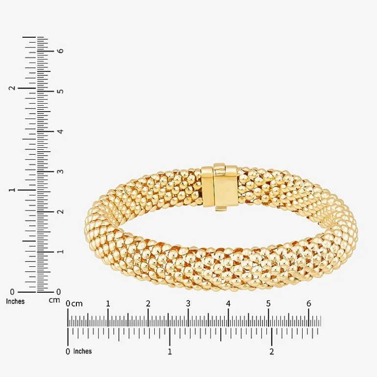 Womens 14K Gold 7.25 Inch Hollow Popcorn Chain Bracelet