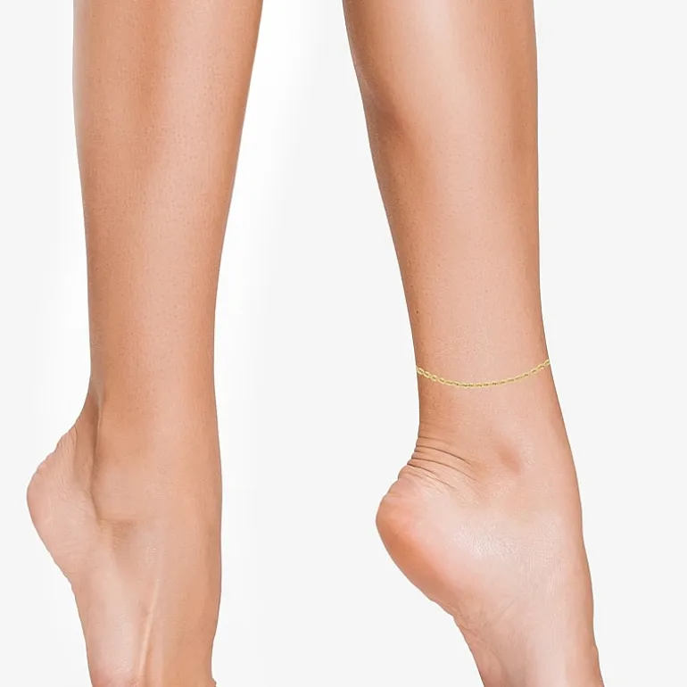 Womens 10K Gold 9 Inch Hollow Rope Ankle Bracelet