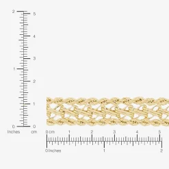 Womens 14K Gold 7.5 Inch Hollow Rope Chain Bracelet