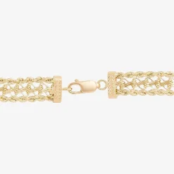 Womens 14K Gold 7.5 Inch Hollow Rope Chain Bracelet