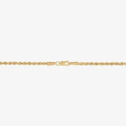 Womens 10K Gold 7.25 Inch Hollow Rope Chain Bracelet