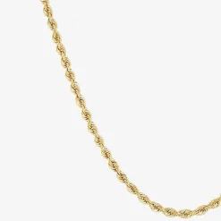 Womens 10K Gold 7.25 Inch Hollow Rope Chain Bracelet