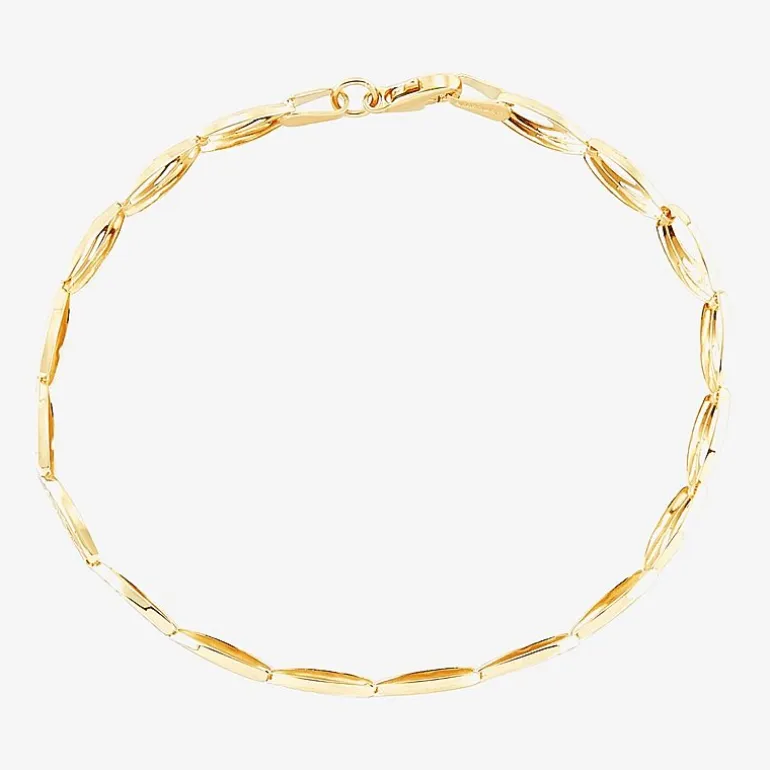 Womens 10K Gold 7.25 Inch Link Bracelet
