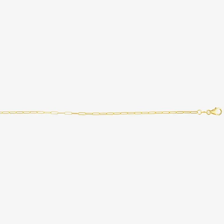 Womens 14K Gold 10 Inch Paperclip Ankle Bracelet