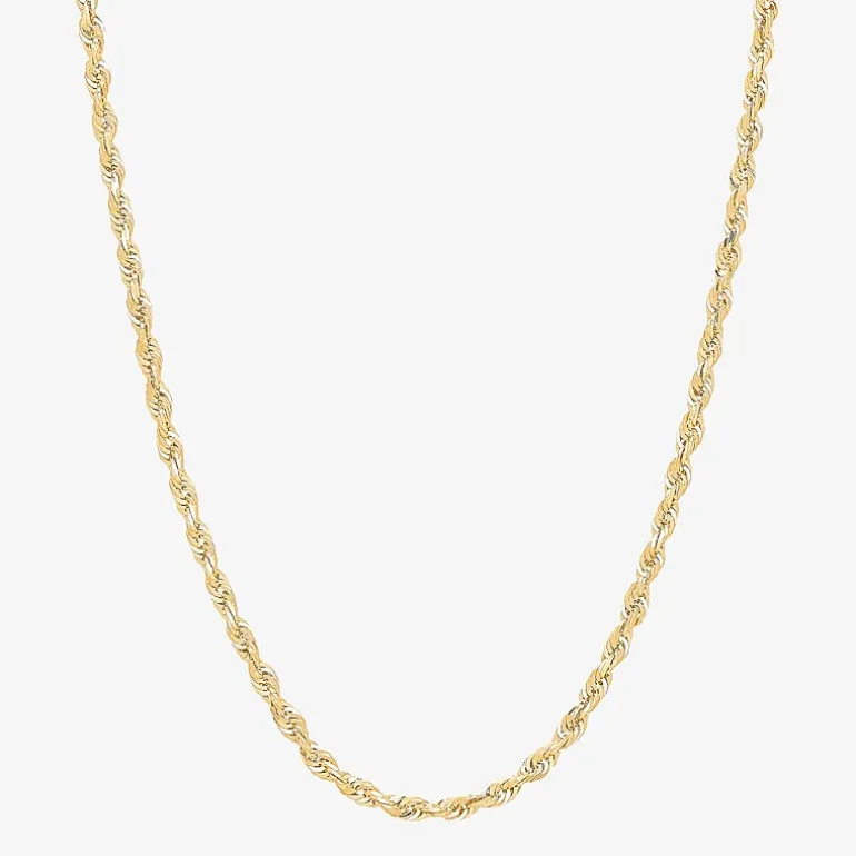 Womens 10K Gold 20 Inch Rope Chain Necklace
