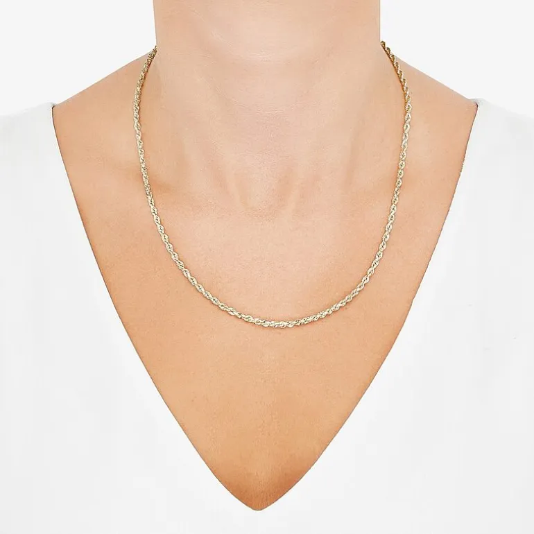 Womens 10K Gold 20 Inch Rope Chain Necklace