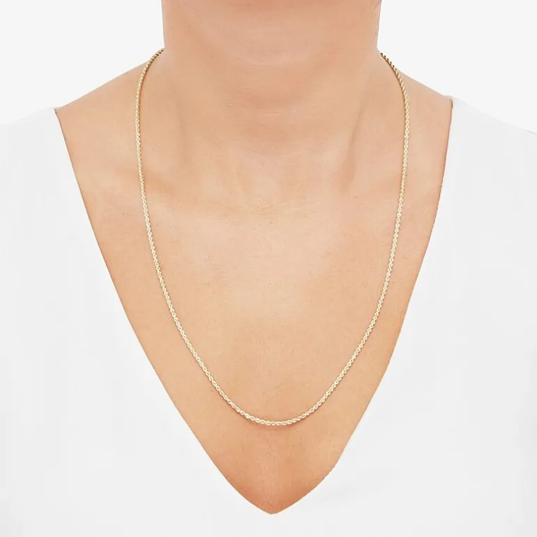 Womens 14K Gold 24 Inch Rope Chain Necklace
