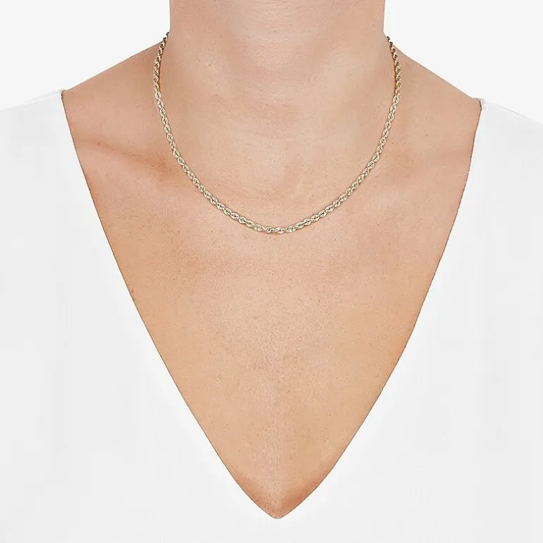 Womens 10K Gold 16 Inch Rope Chain Necklace