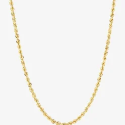 Womens 10K Gold 16 Inch Rope Chain Necklace
