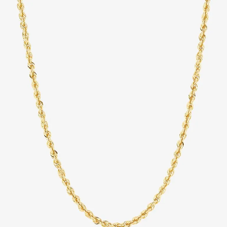 Womens 10K Gold 16 Inch Rope Chain Necklace