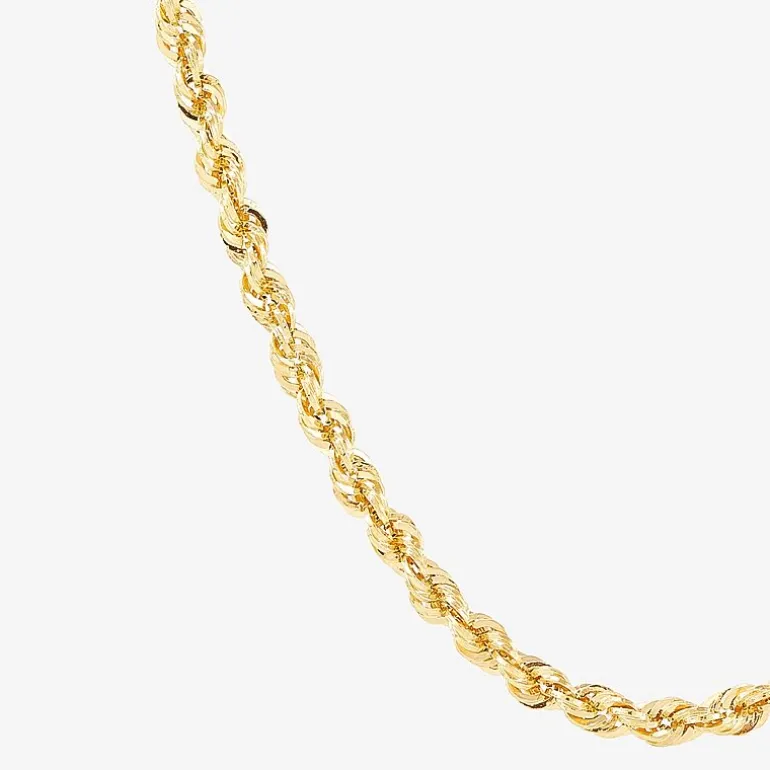 Womens 10K Gold 16 Inch Rope Chain Necklace