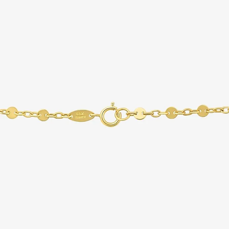 Womens 10K Gold 7.25 Inch Solid Link Chain Bracelet